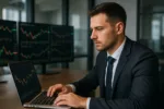 Trader with Laptop and multi monitor